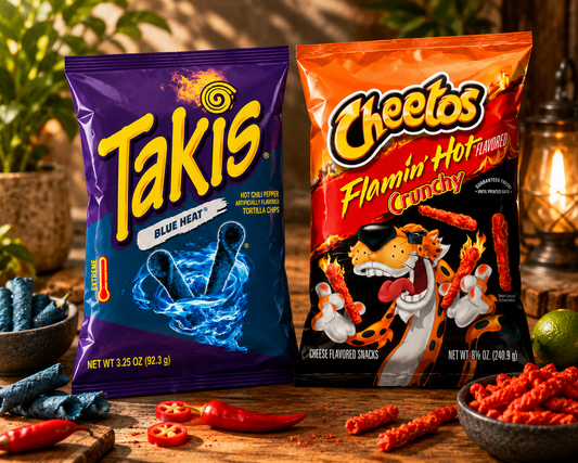 Cheetos Flaming Hot And Takis Blue Heat Bundle Pack - Nosh Products
