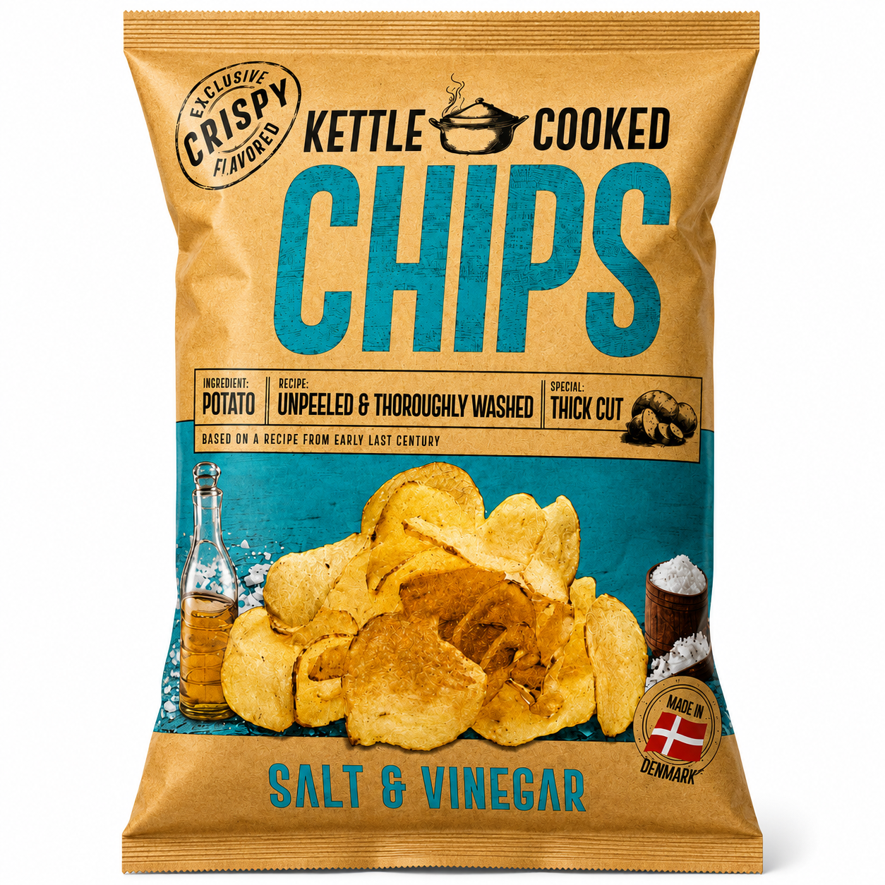 Kettle Cooked Chips Salt And Vinegar 150gm Imported From Denmark