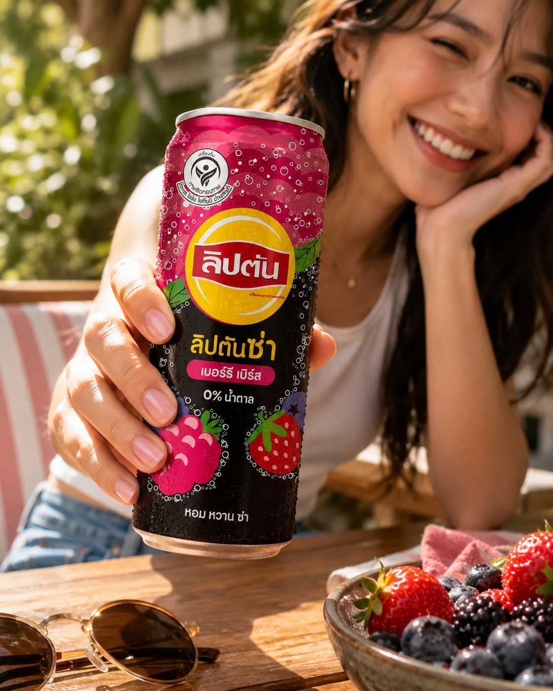 Lipton Zero Sugar Sparkling Berry Burst Iced Tea 325ml Imported From Thailand - Nosh Products