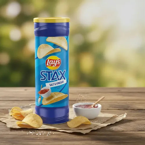 Lays Stax Salt And Vinegar Chips 155gm - Nosh Products