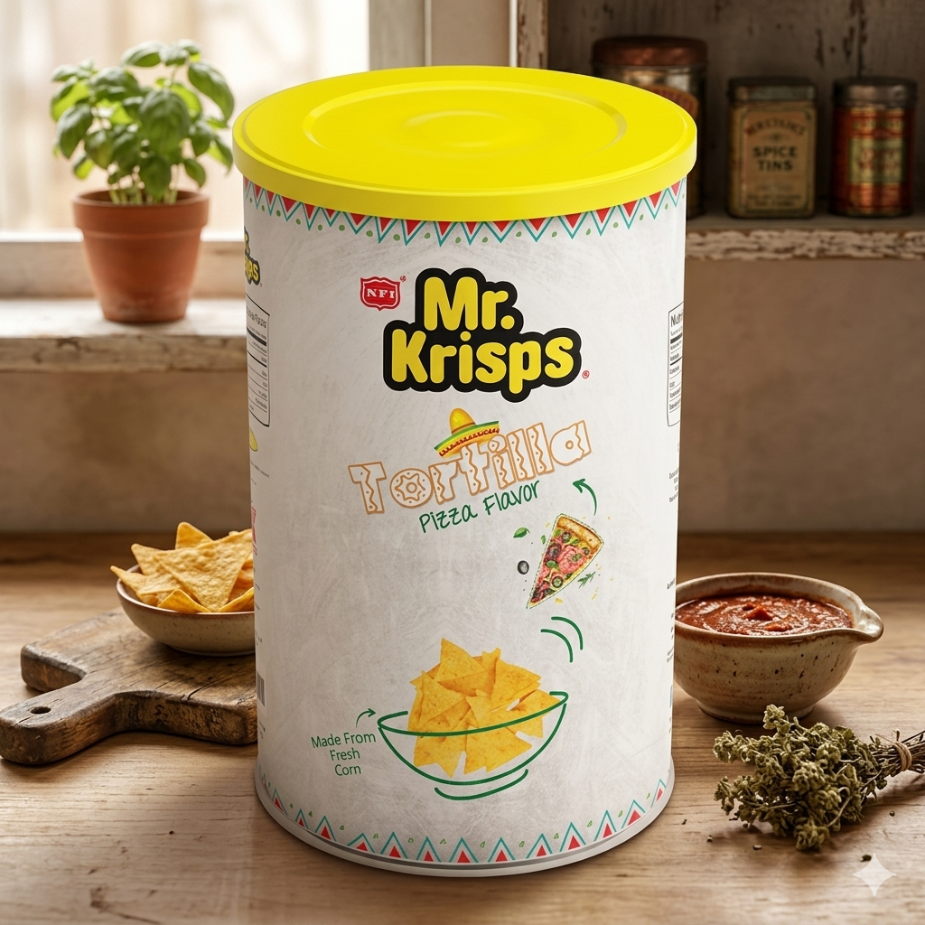 Mr Krisps Pizza Tortilla Chips Cannister 80gm - Nosh Products
