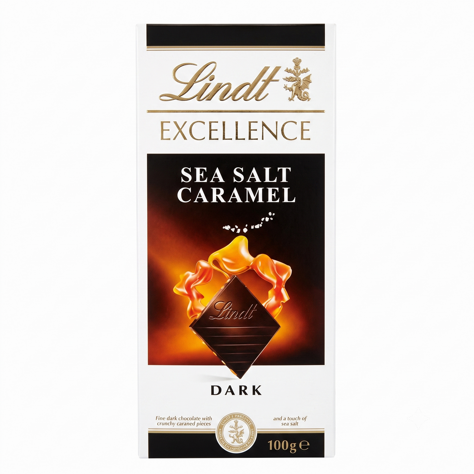 Lindt Excellence Caramel With A Touch Of Sea Salt Dark Chocolate 100gm Global Import