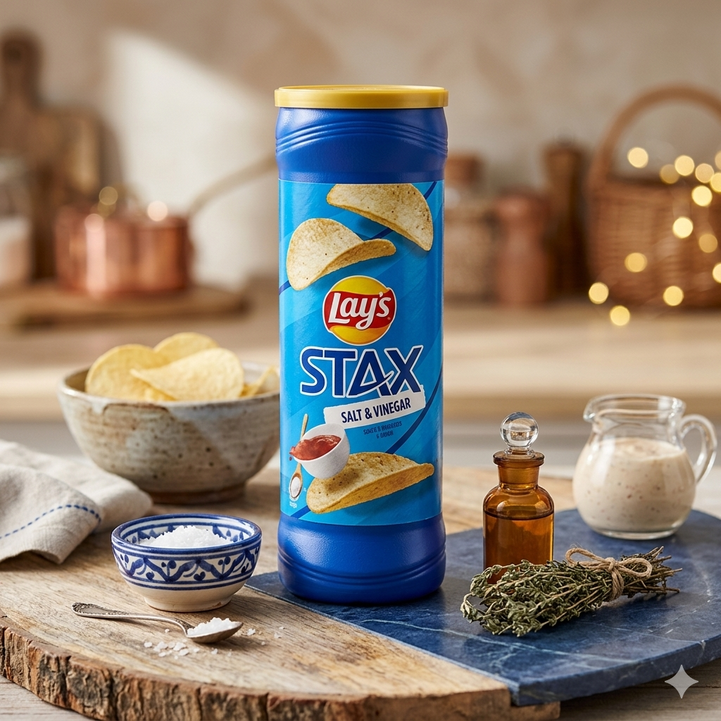 Lays Stax Salt And Vinegar Chips 155gm - Nosh Products