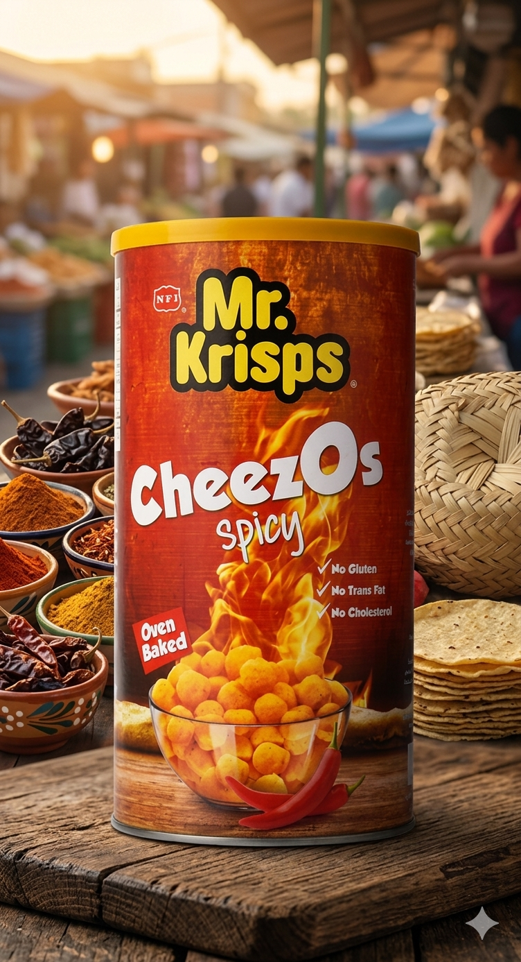 Mr Krisps Spicy Cheese Balls Cannister 80gm - Nosh Products