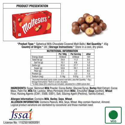 Maltesers Box Of 25 (37gm Each) Imported From USA