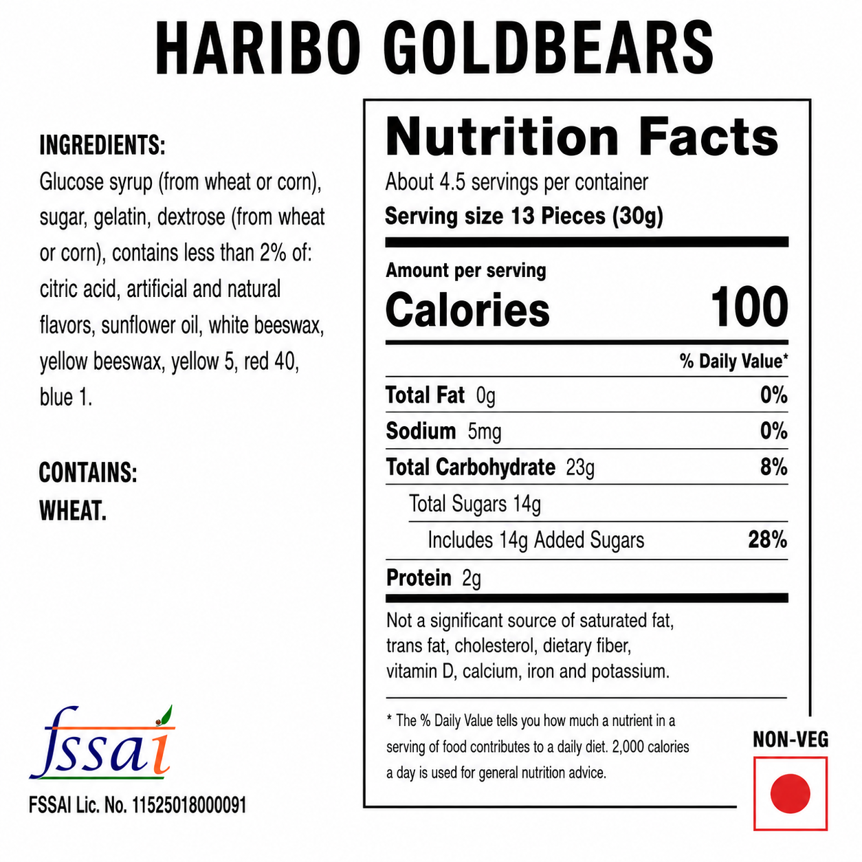 Haribo Goldbear Gummy Bear Candy 140gm Imported From USA/UK - Nosh Products