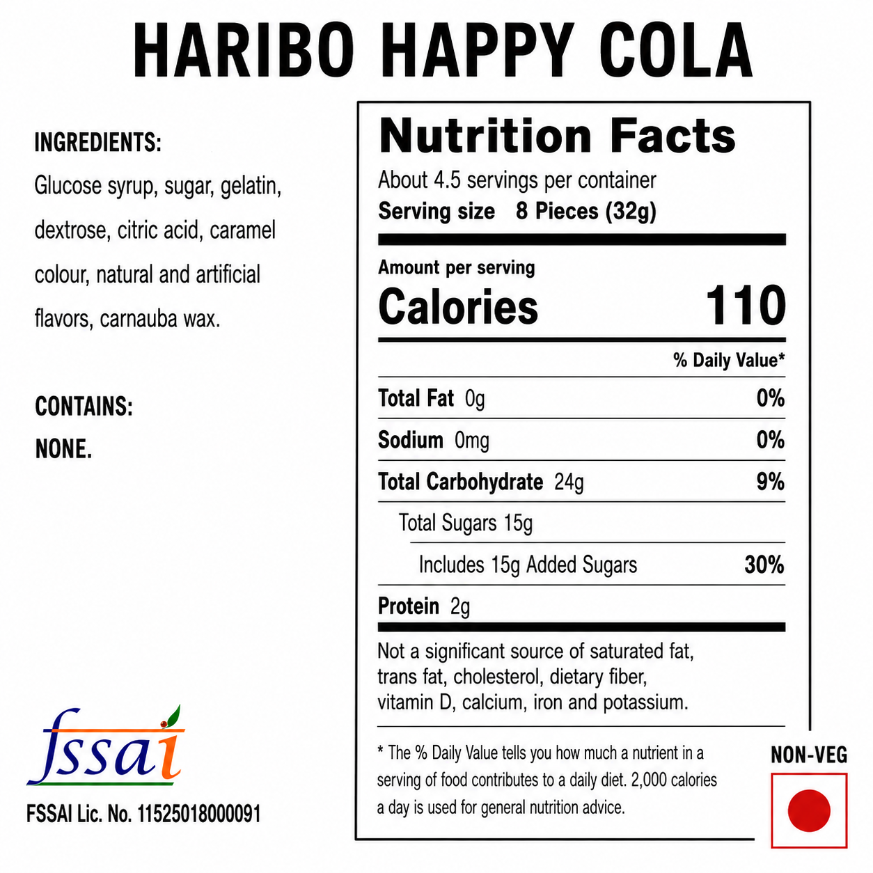 Haribo Happy Cola Candy 140gm Imported From USA/UK - Nosh Products