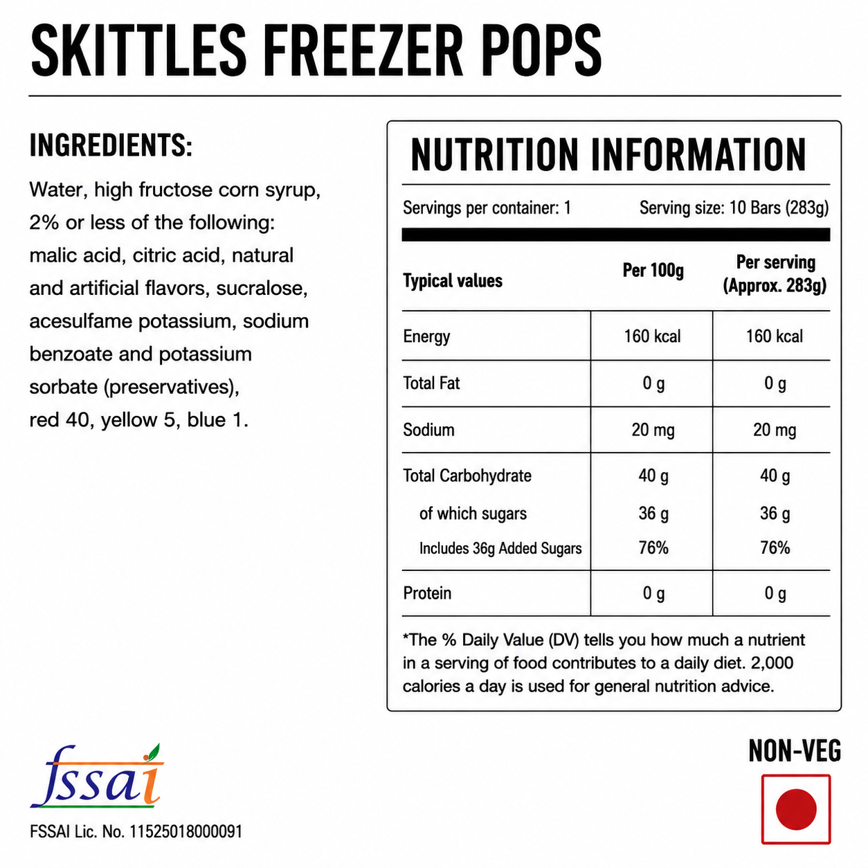 Skittles Freezer Pops (10 Pieces) Imported From USA - Nosh Products