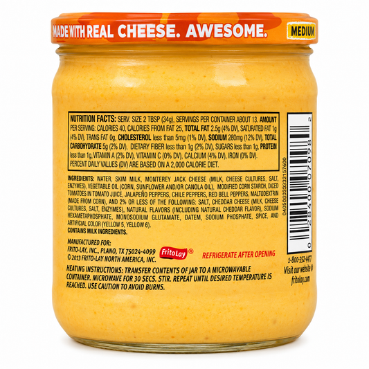 Tostitos Con Queso Cheese Dip 453gm Imported From USA - Nosh Products