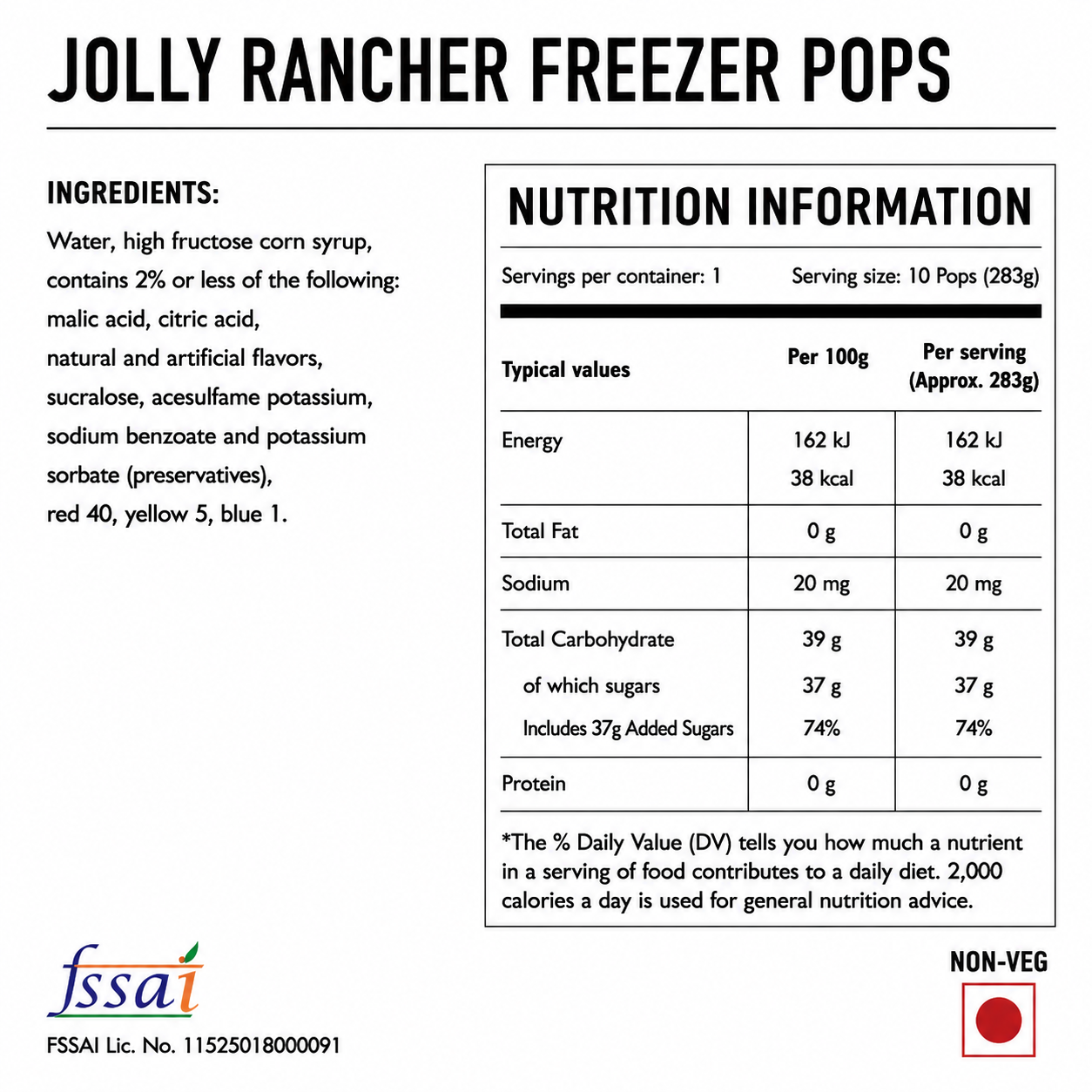 Jolly Rancher Freezer Pops (10 Pieces) Imported From USA - Nosh Products