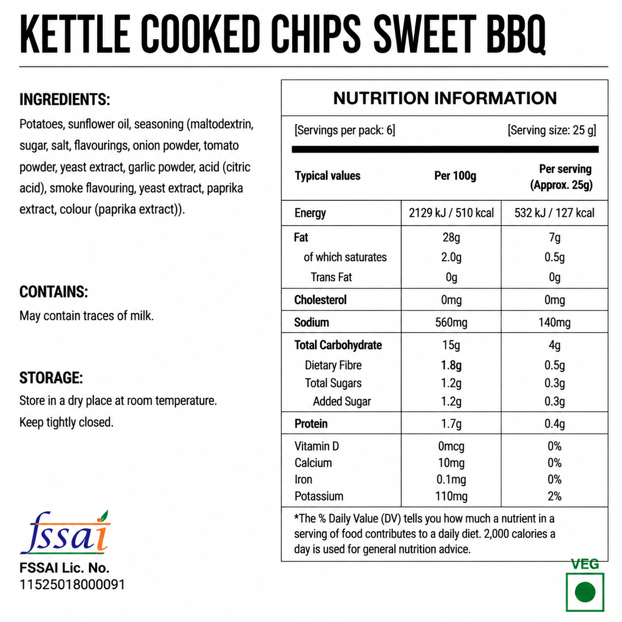 Kettle Cooked Chips Sweet BBQ 150gm Imported From Denmark