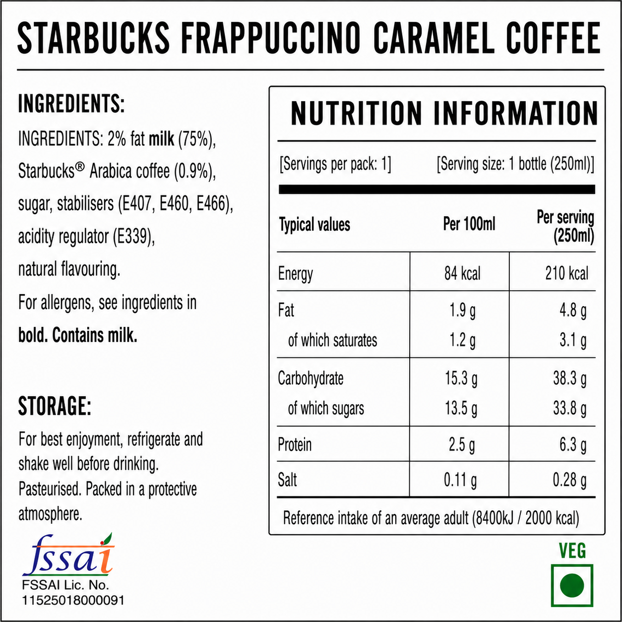Starbucks Frappuccino Caramel Coffee 250ml Imported From USA - Nosh Products