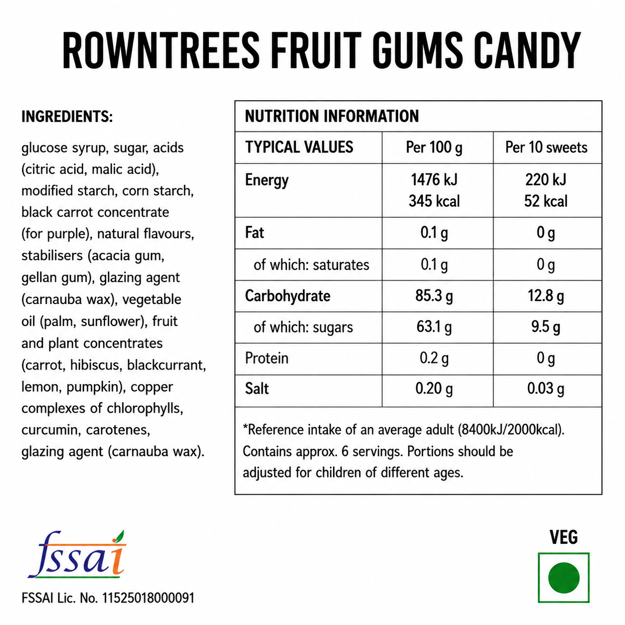 Rowntrees Fruit Gums Candy 150gm Imported From UK - Nosh Products