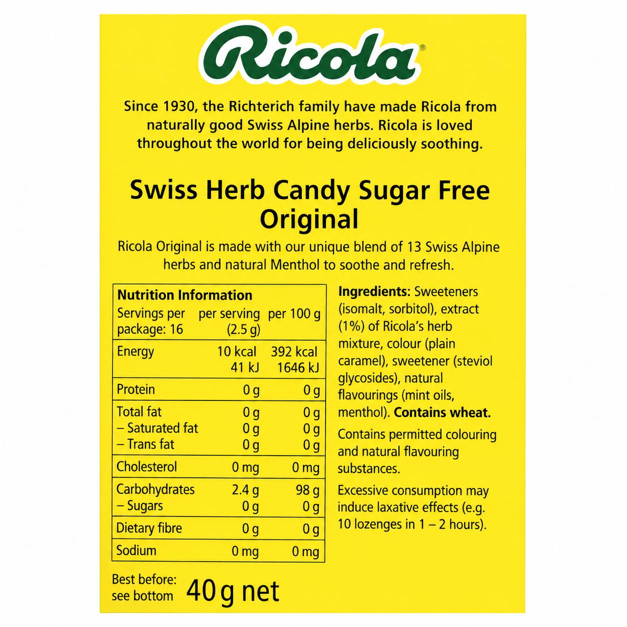 Ricola Original Mints 45gm Imported From UK - Nosh Products