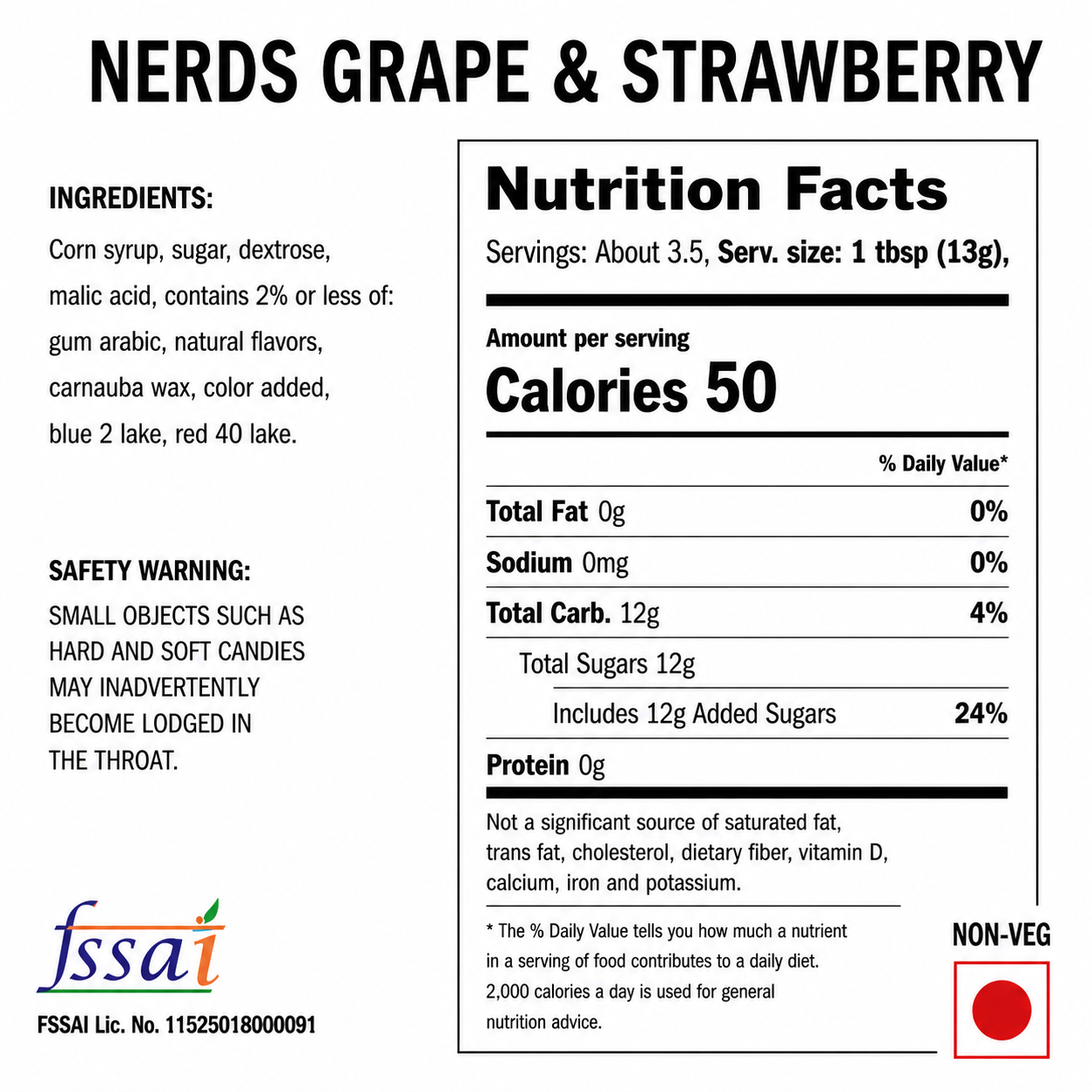 Wonka Nerds Strawberry And Grape Candy 47gm Imported From USA - Nosh Products