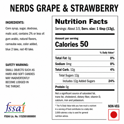 Wonka Nerds Strawberry And Grape Candy 47gm Imported From USA - Nosh Products