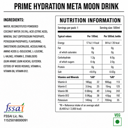 Prime Hydration Meta Moon Drink 500ml Imported From USA - Nosh Products
