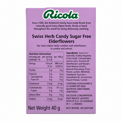 Ricola Elderflower Mints 45gm Imported From UK - Nosh Products