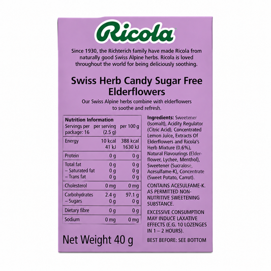 Ricola Elderflower Mints 45gm Imported From UK - Nosh Products