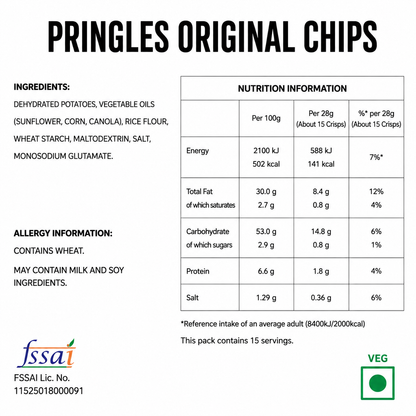 Pringles Original Chips 158gm Imported From USA - Nosh Products