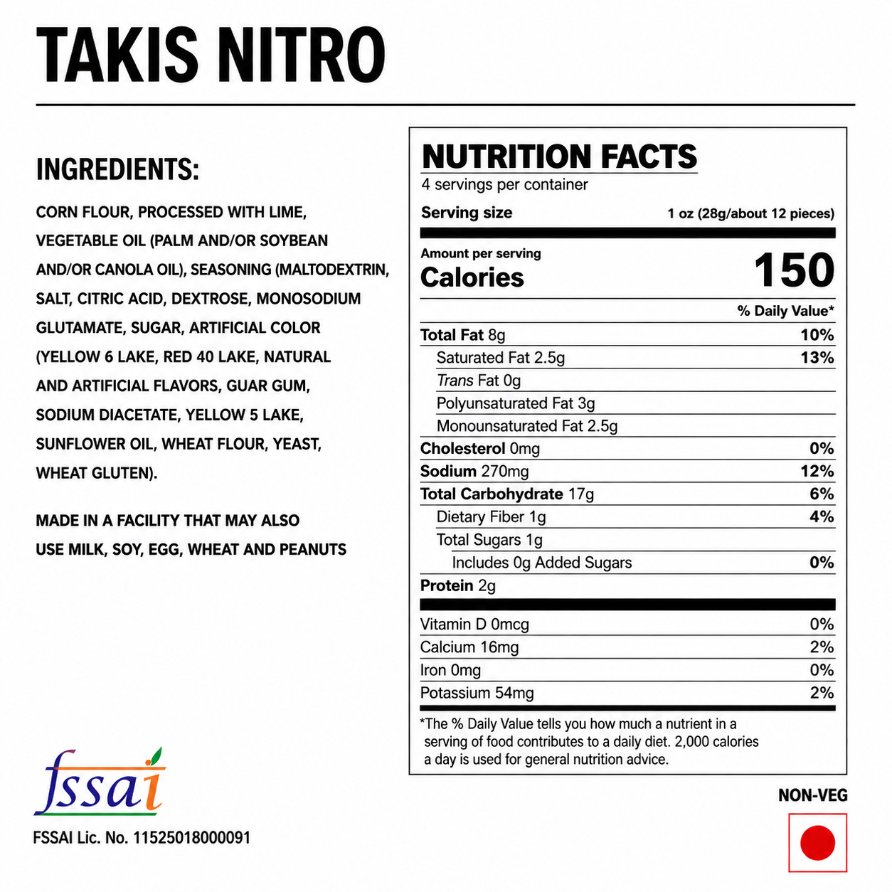 Takis Nitro 113gm Imported From Mexico - Nosh Products