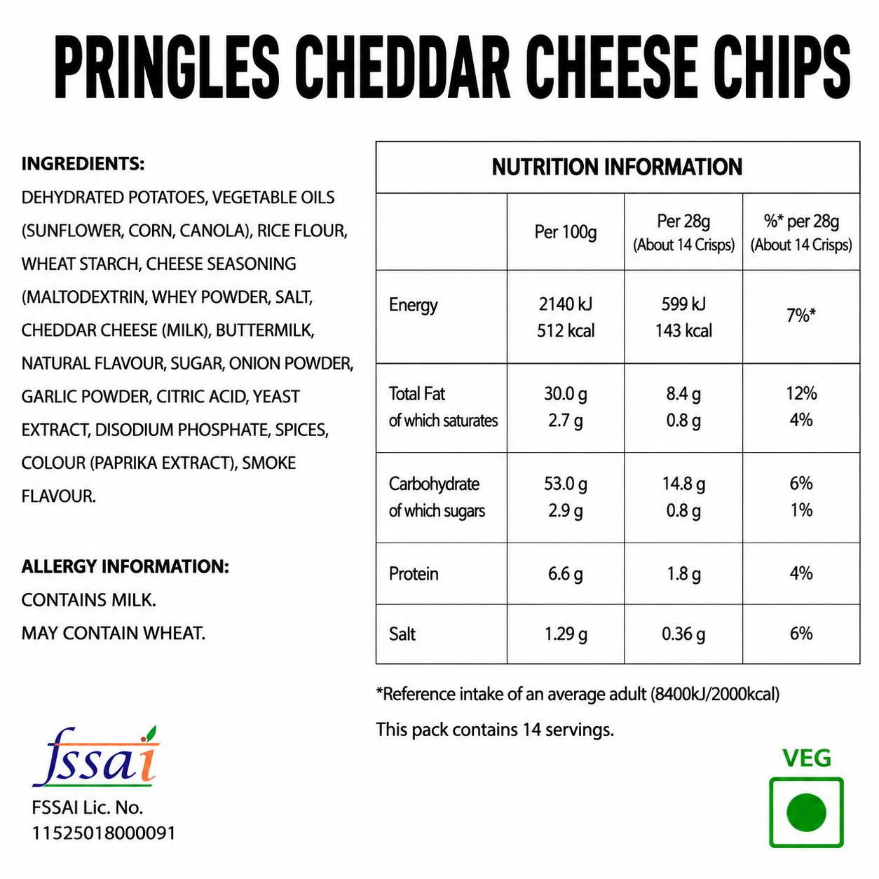 Pringles Cheddar Cheese Chips 158gm Imported From USA - Nosh Products