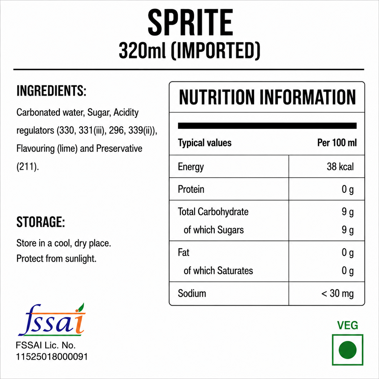 Sprite 320ml Imported From Asia