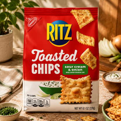 Ritz Toasted Chips Sour Cream And Onion 229gm Imported From USA - Nosh Products