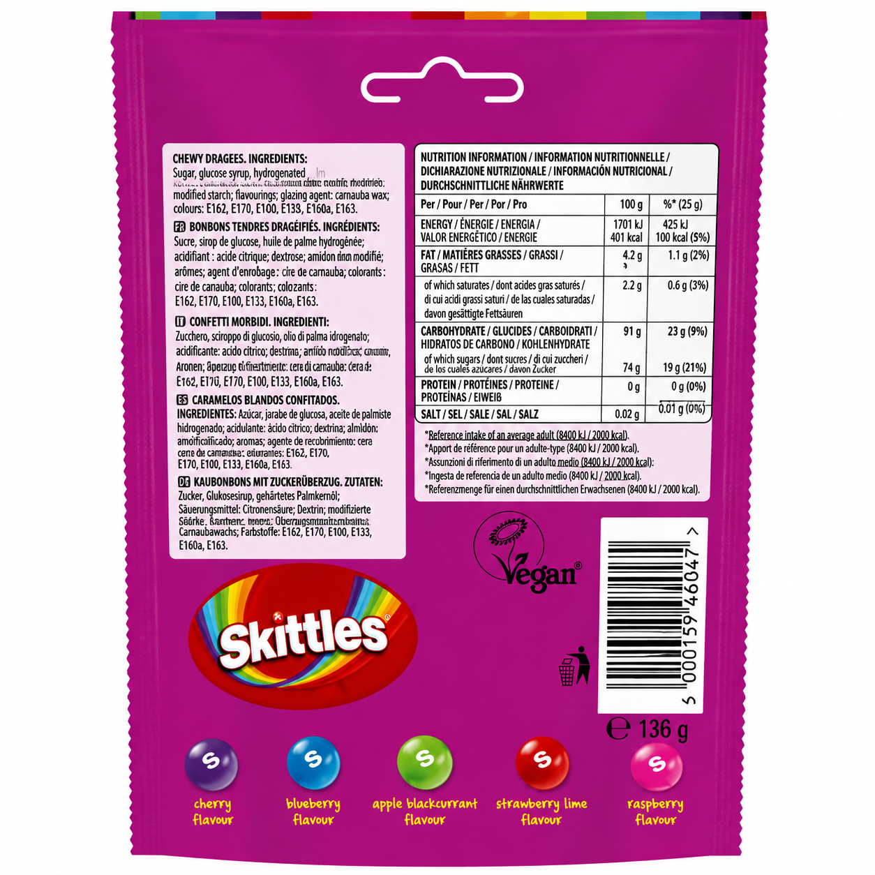 Skittles Wild Berry Candy 136gm Imported From UK - Nosh Products