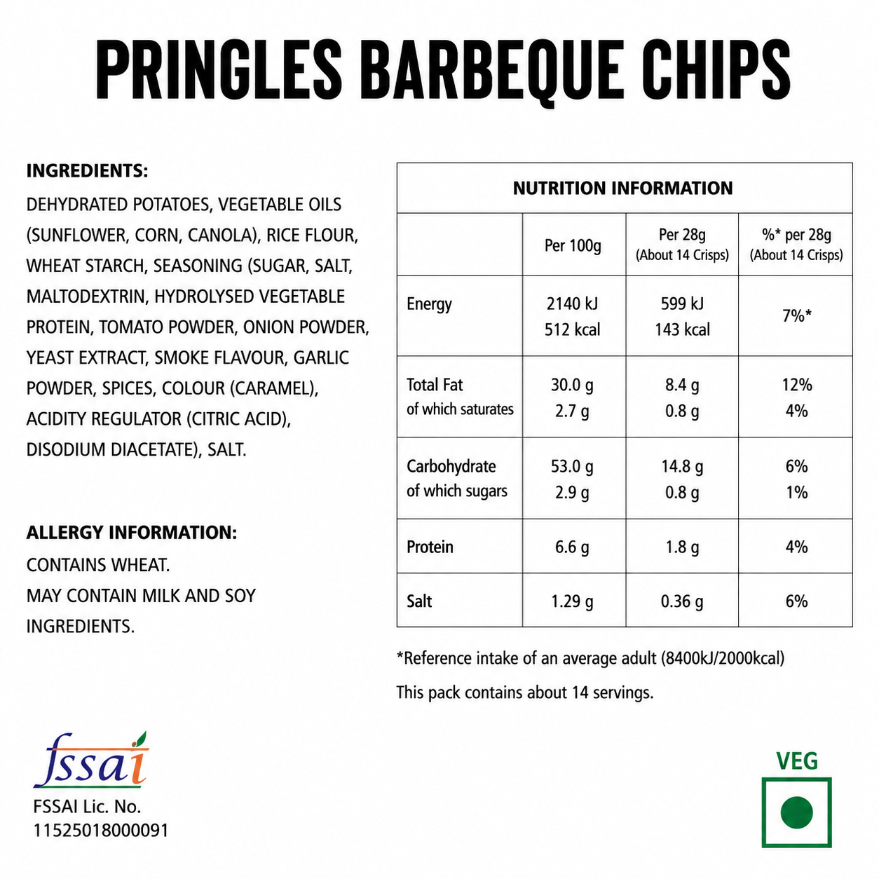 Pringles Barbeque Chips 158gm Imported From USA