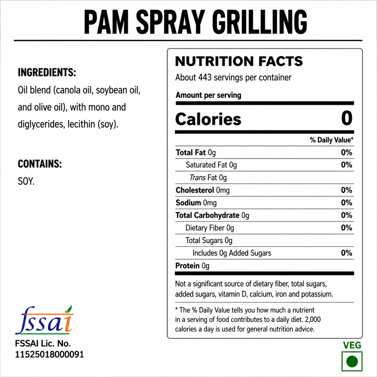 Pam Spray Grilling 141gm Imported From UK - Nosh Products