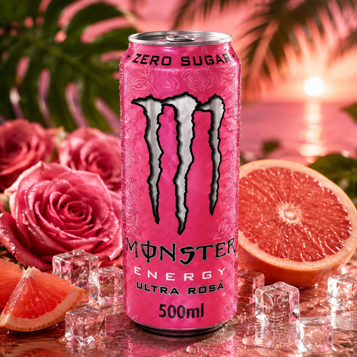 Monster Energy Drink Ultra Rosa Zero Sugar 500ml (Pack Of 4) Imported From UK