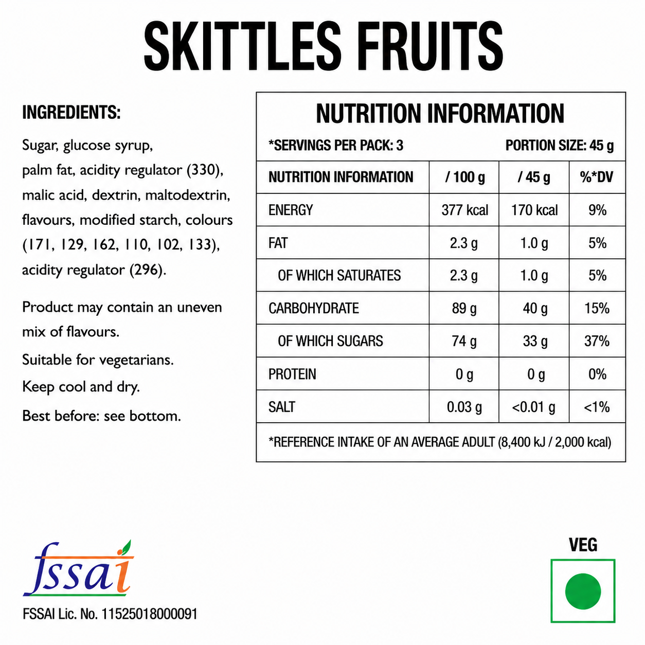 Skittles Fruit Candy 45gm Imported From UK