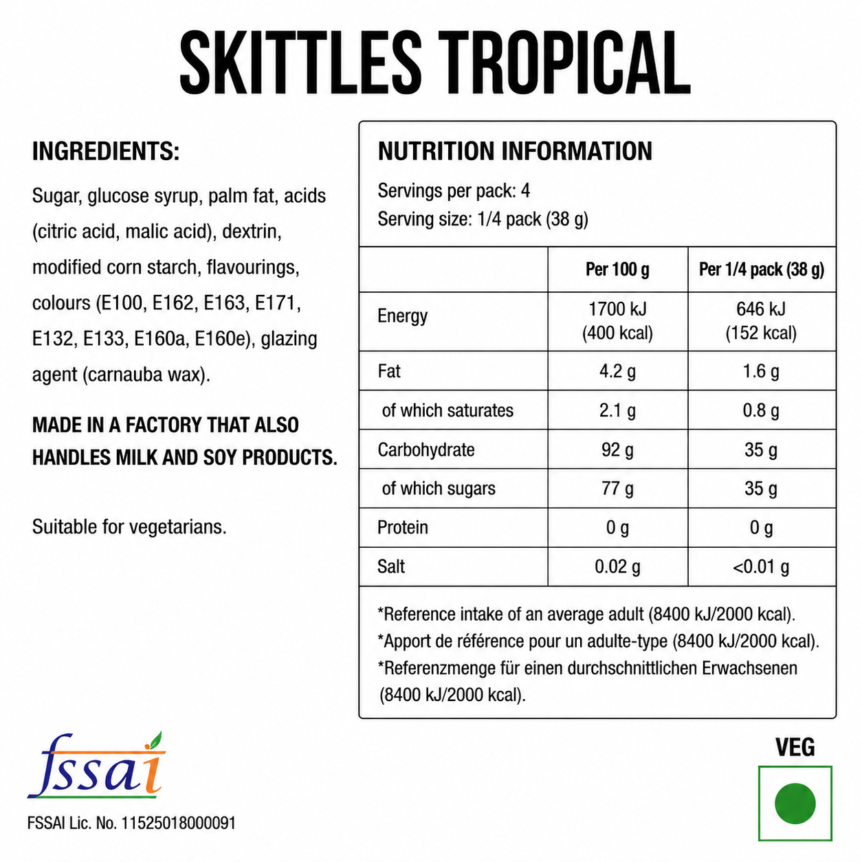 Skittles Tropical Candy 136gm Imported From UK