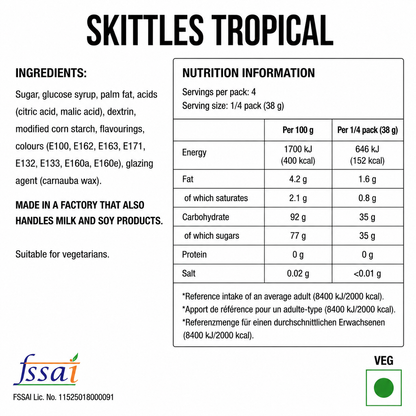 Skittles Tropical Candy 136gm Imported From UK