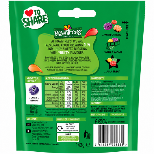 Rowntrees Fruit Pastilles Candy 120gm Imported From UK - Nosh Products