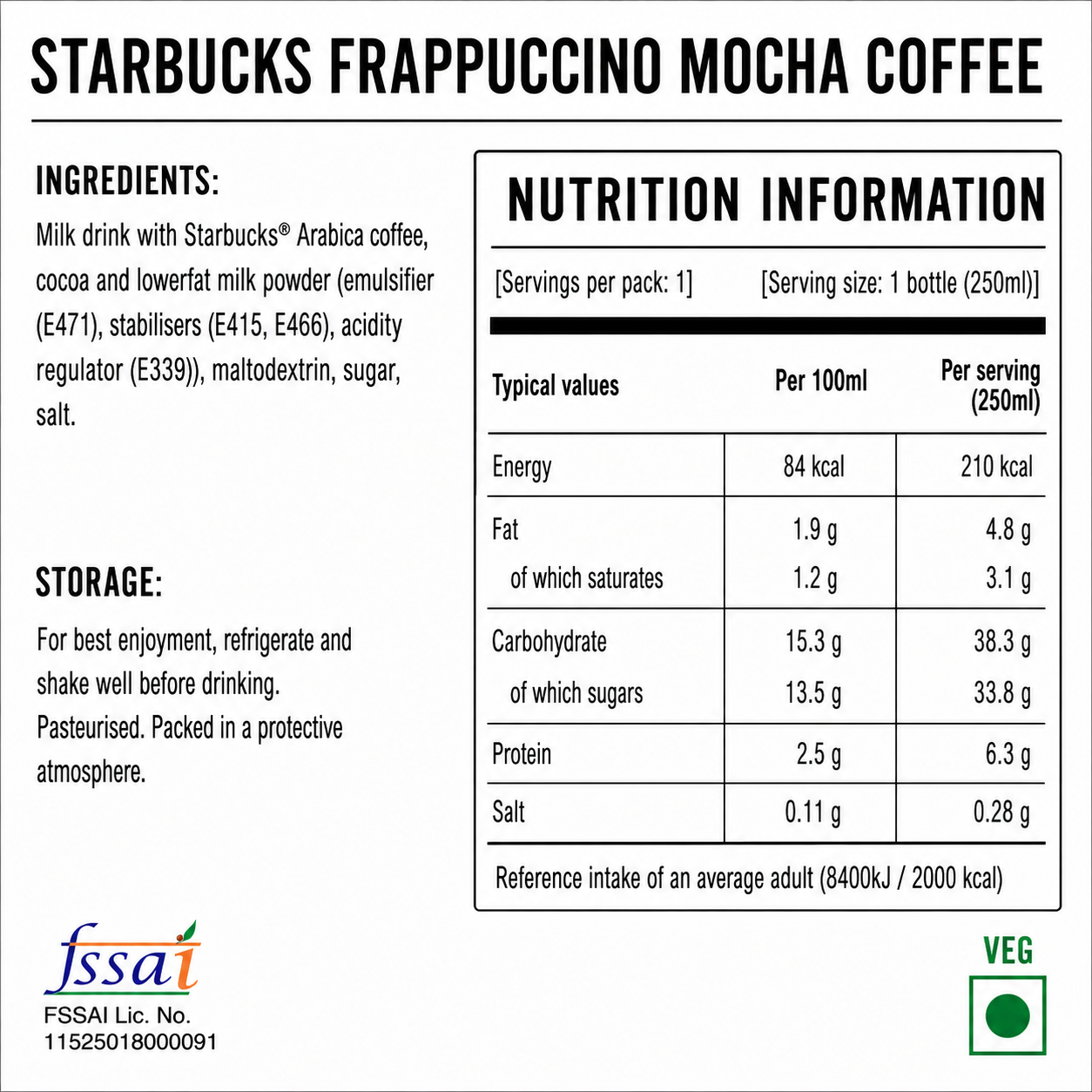 Starbucks Frappuccino Mocha Coffee 250ml Imported From USA - Nosh Products