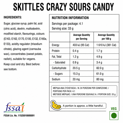 Skittles Crazy Sours Candy 136gm Imported From UK