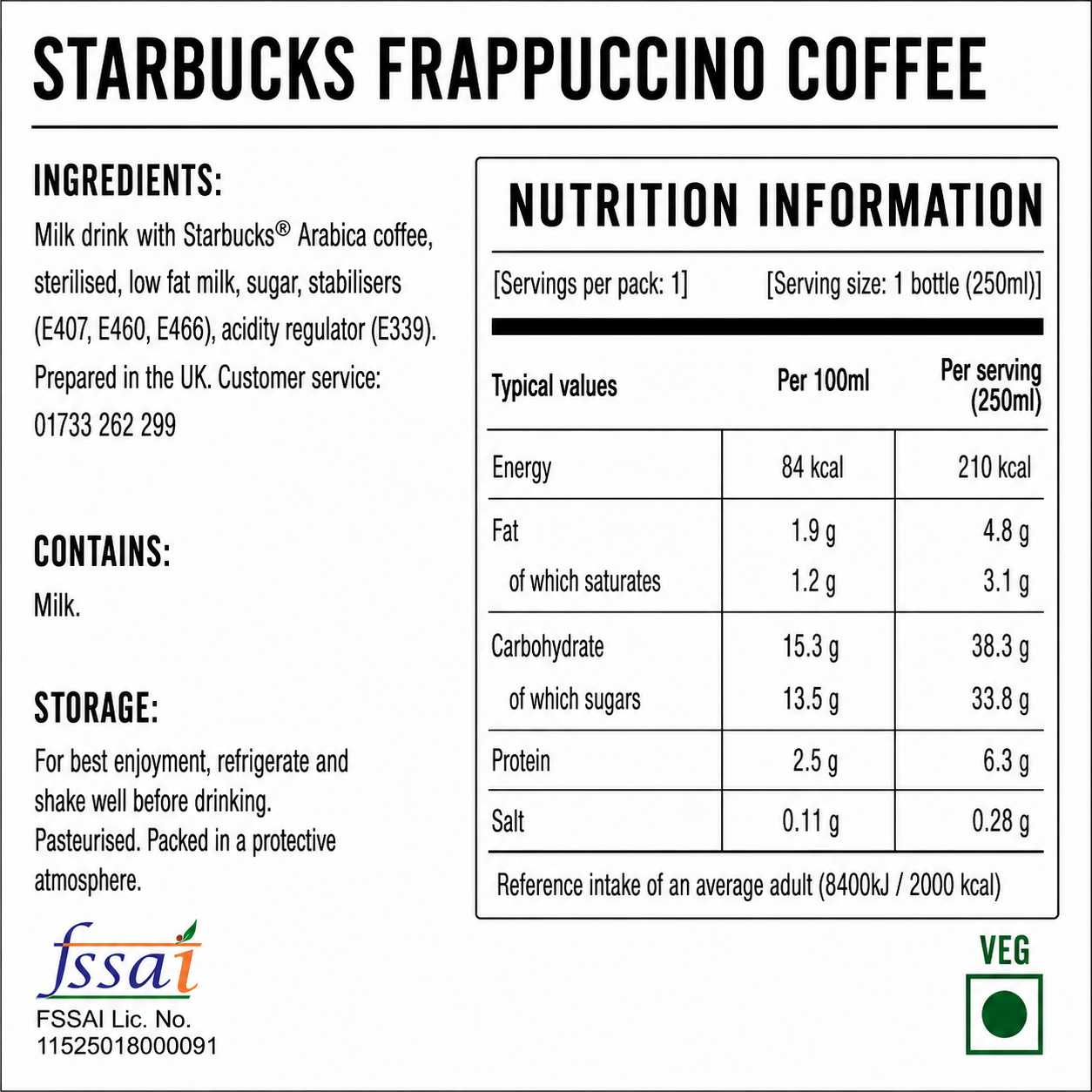 Starbucks Frappuccino Coffee 250ml Imported From USA - Nosh Products