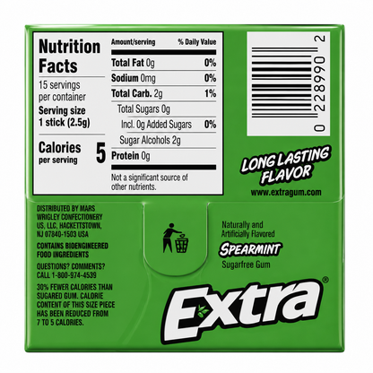 Extra Gum Spearmint Chewing Gum Imported From USA - Nosh Products