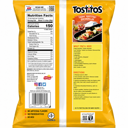 Tostitos Crispy Round Nachos 283gm Imported From USA - Nosh Products