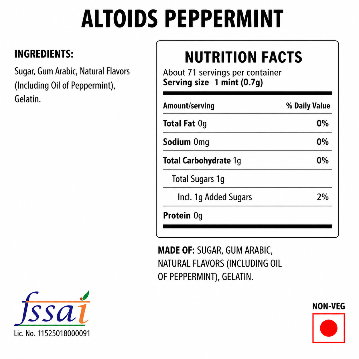 Altoid Peppermint 50gm Imported From UK - Nosh Products