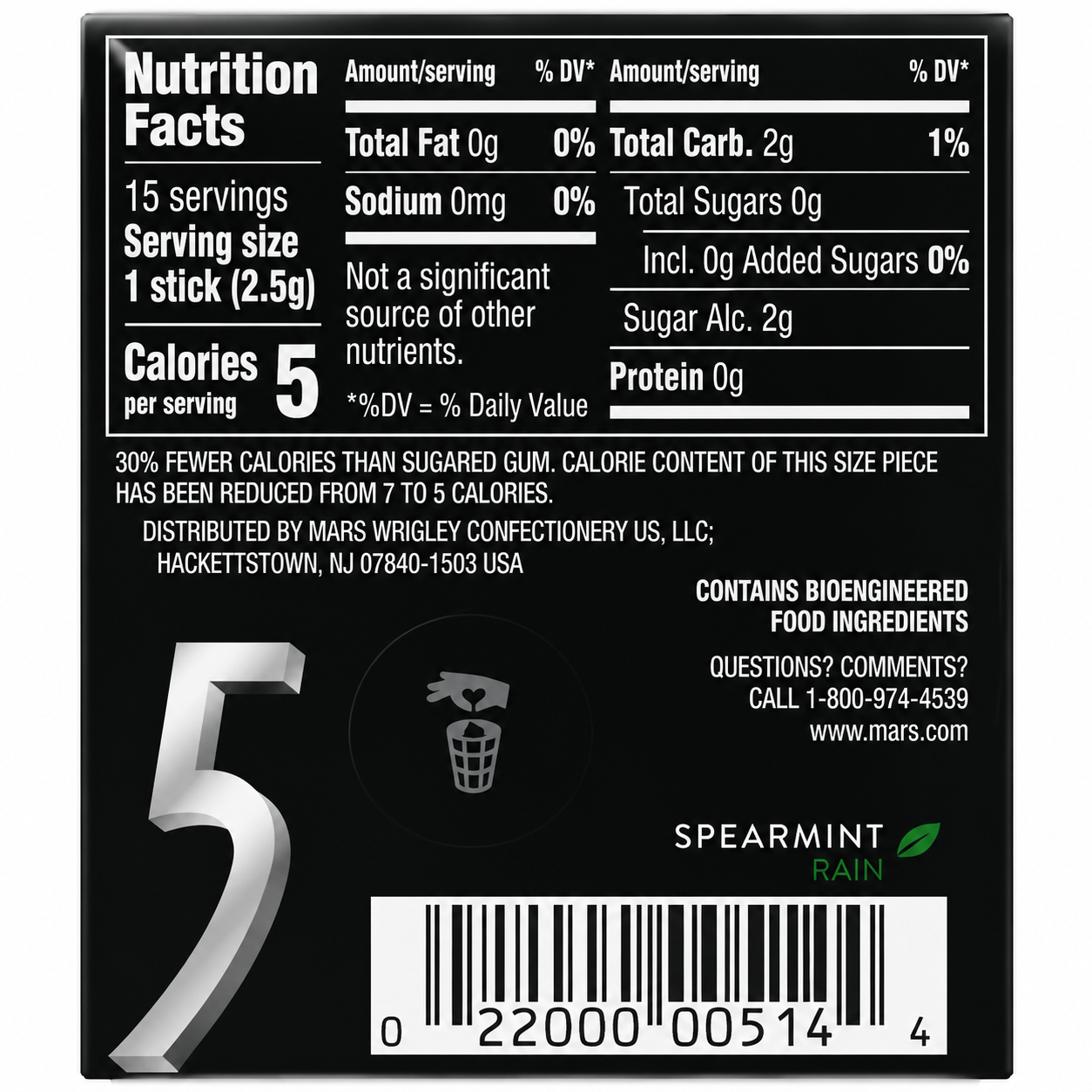 Five Gum Spearmint Chewing Gum Imported From UK - Nosh Products