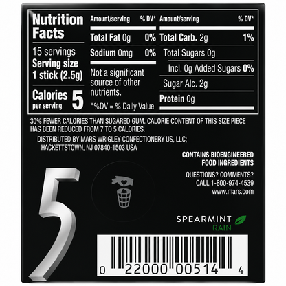 Five Gum Spearmint Chewing Gum Imported From UK - Nosh Products