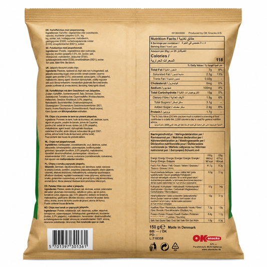 Kettle Cooked Chips Jalapeno 150gm Imported From Denmark