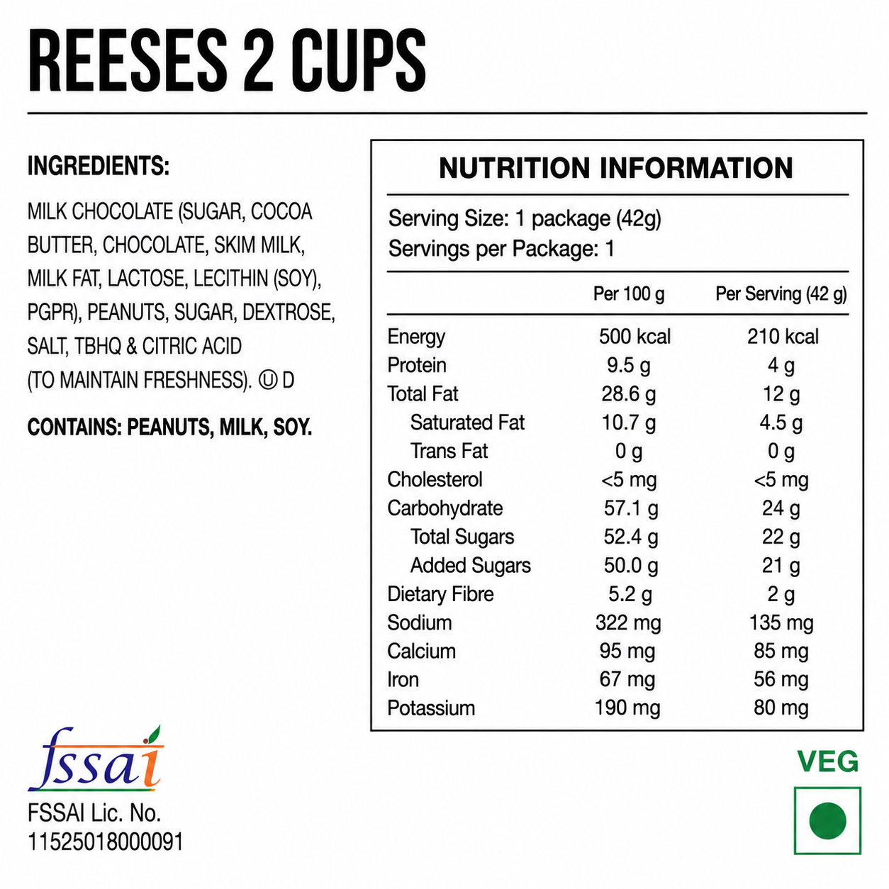 Reese Peanut Butter Chocolate Cup-2 Cups Imported From USA