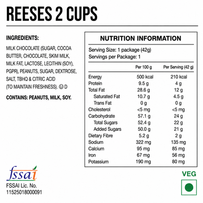 Reese Peanut Butter Chocolate Cup-2 Cups Imported From USA