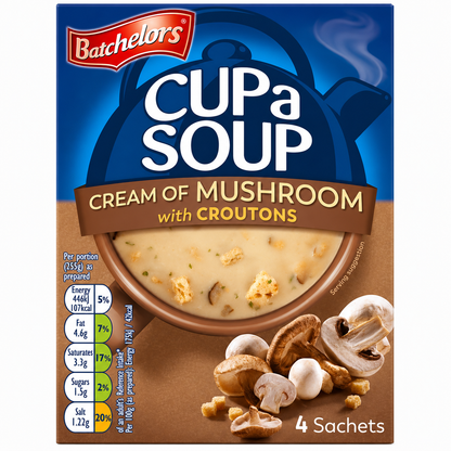 Batchelor's Cup-A-Soup Cream Of Mushroom With Croutons (4 Cups) Imported From UK - Nosh Products