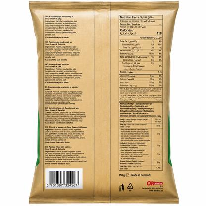 Kettle Cooked Chips Sour Cream And Onion 150gm Imported From Denmark