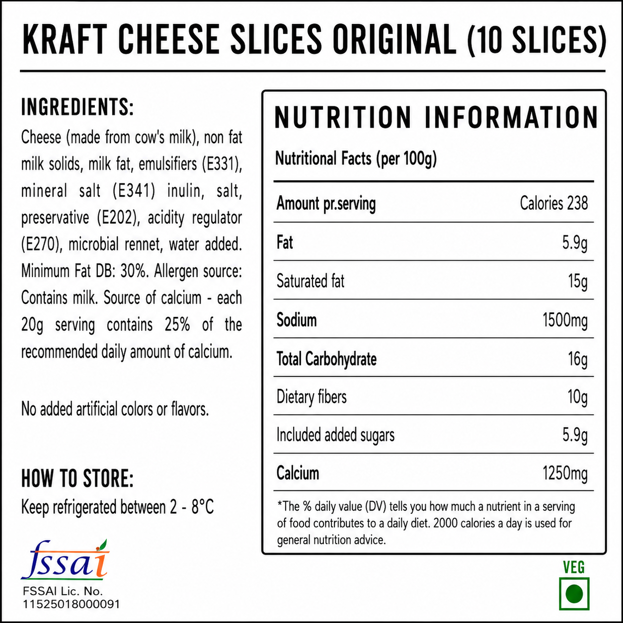 Kraft Cheese Slices Original (10 Slices) Imported From UK - Nosh Products